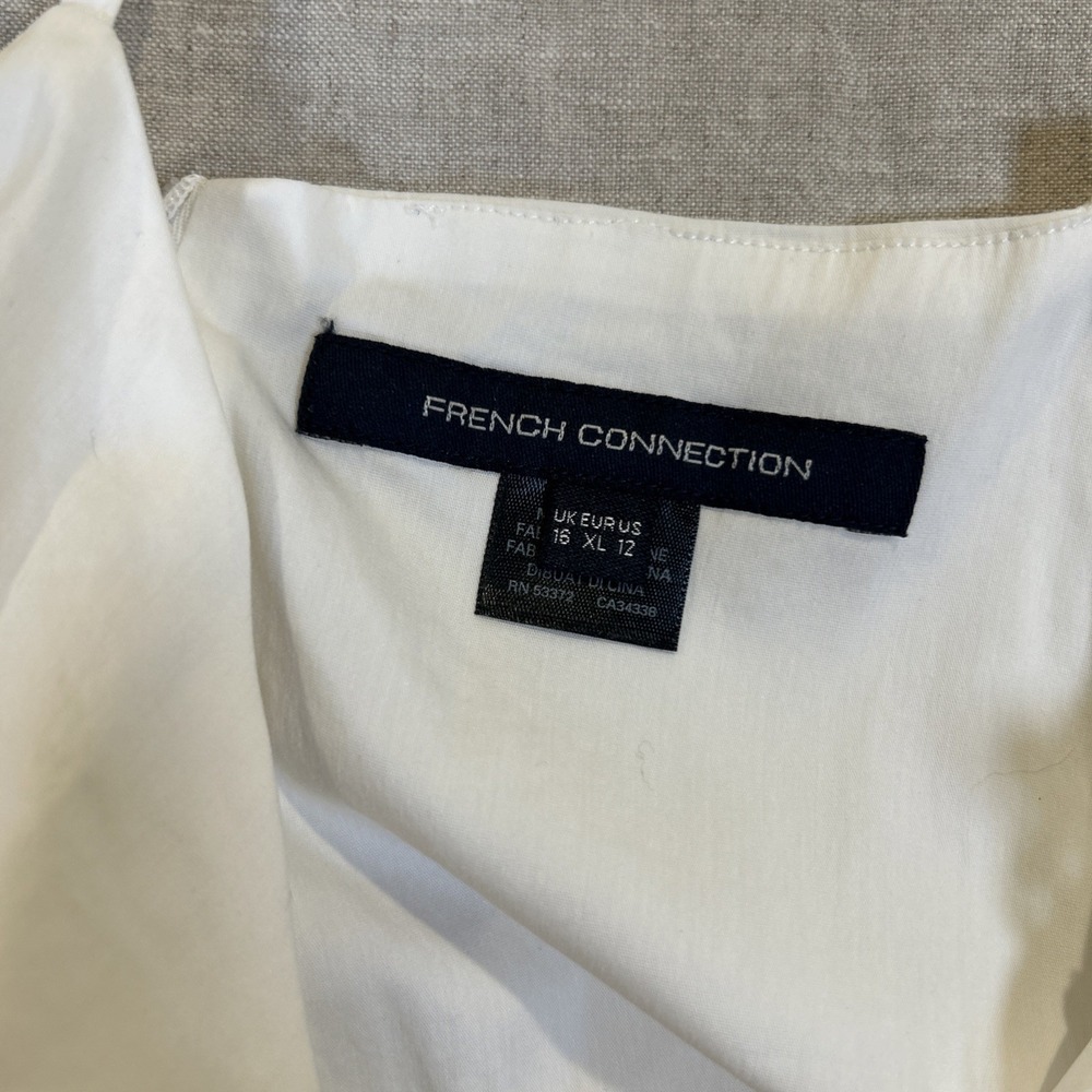 French Connection Women White Midi Dress Lace Hem Spaghetti Strap Pockets 12 - Picture 5 of 14